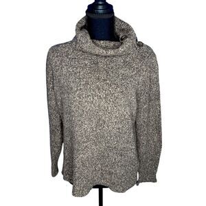 Liz Claiborne Womens Small Mocha Cowl Neck Knit Sweater Elevated Basic Relaxed